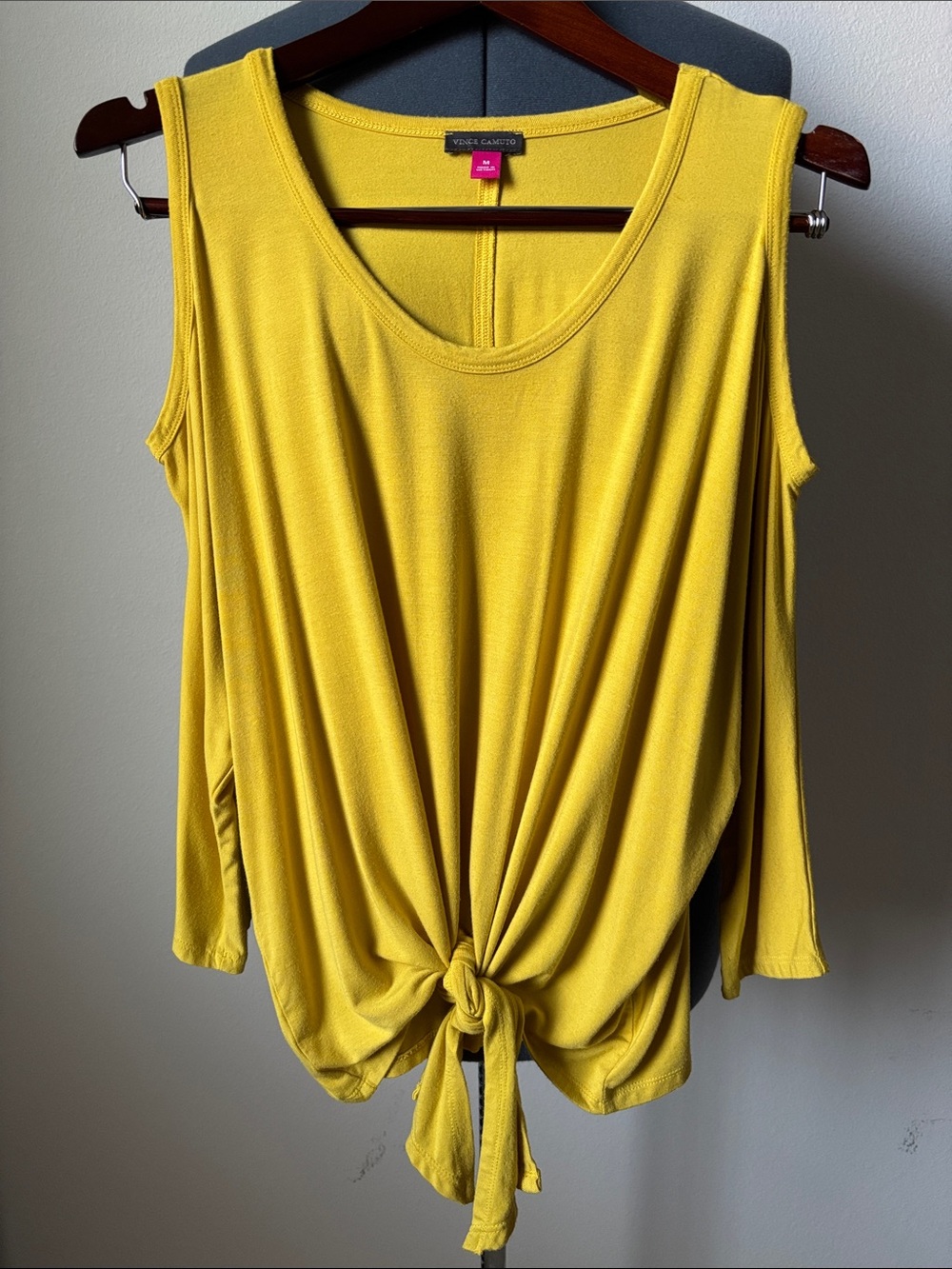Vince Camuto Bright Yellow Tie-Front Sleeveless Tank